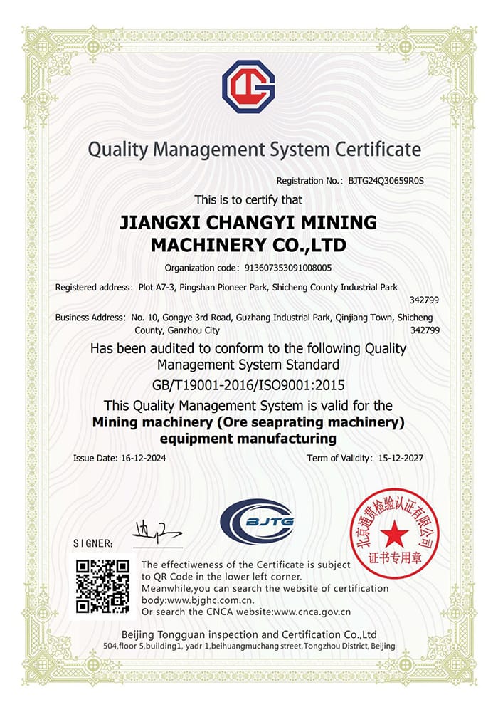 ISO 9001 quality management certificate